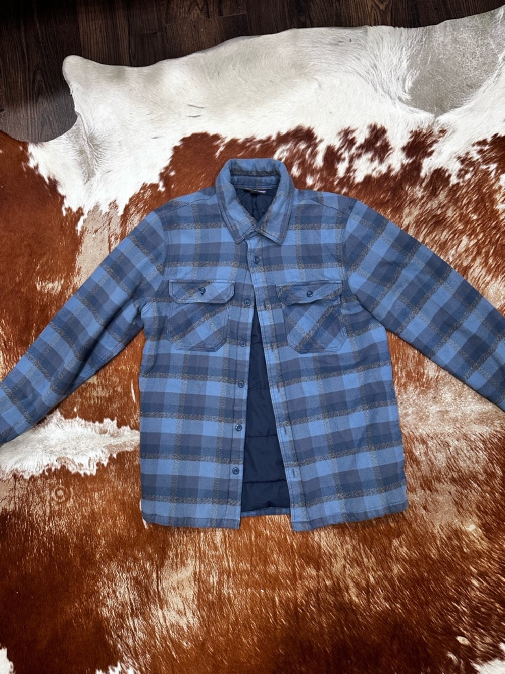 Patagonia Blue Plaid Lightweight Quilted Shacket